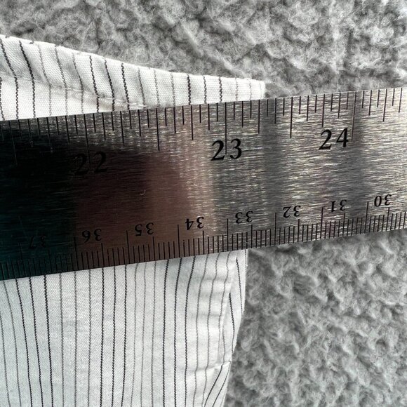 Worthington Womens Top 2X White Striped Short Sleeve Zip Front Shirt Stretch - Picture 7 of 8